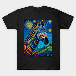 Zebra on starry night T-Shirt